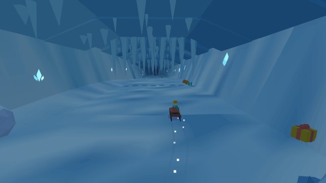 Deep inside a glittering blue ice cave